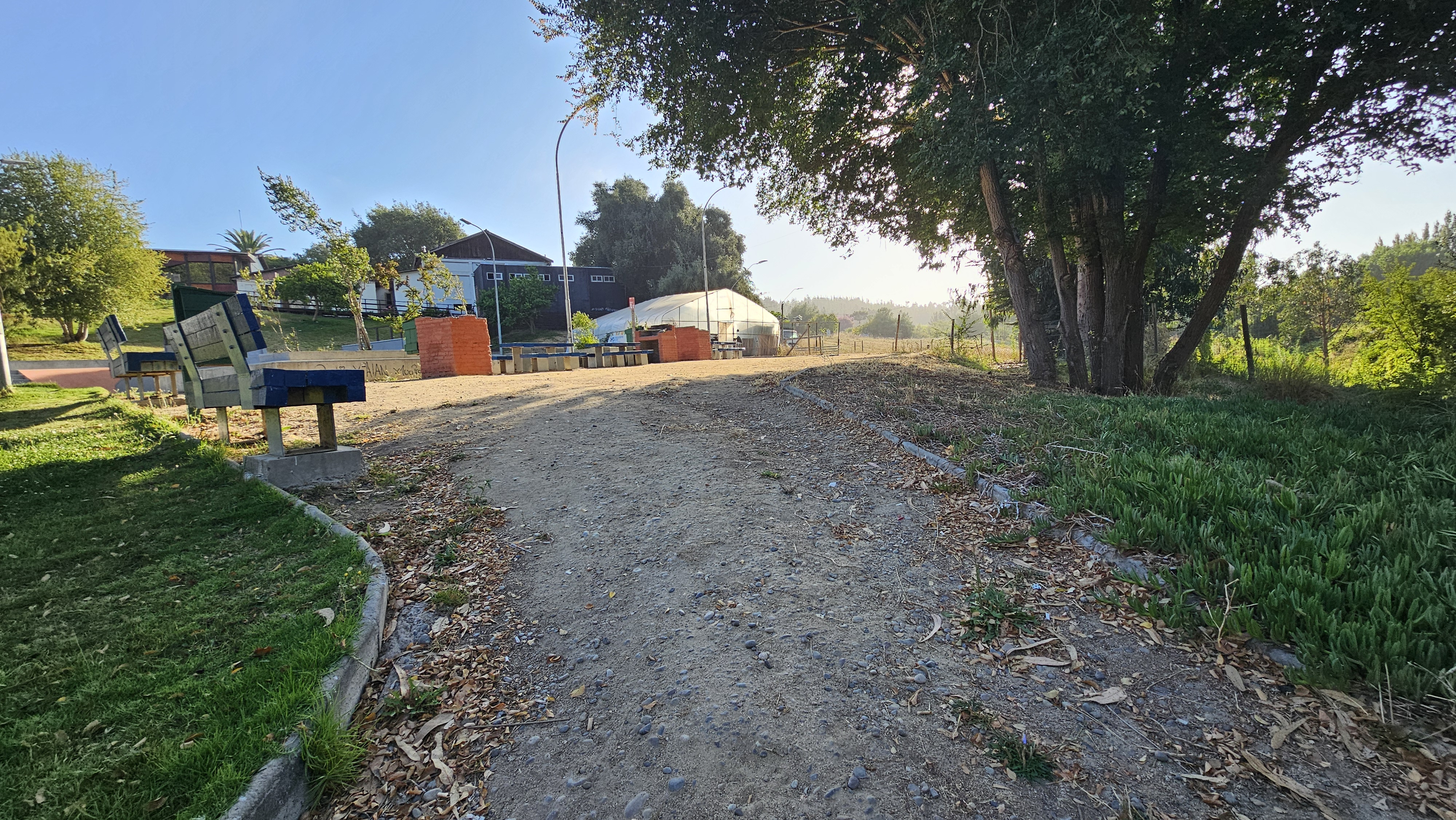 Fotografía del sendero de tierra con zonas planas